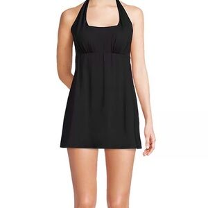 Lands end- Women's Square Neck Halter Swim Dress One Piece Swimsuit XS NWT